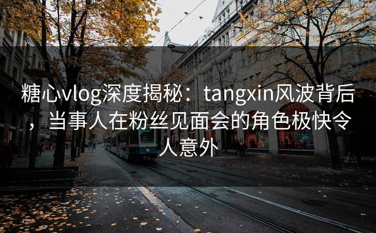 糖心vlog深度揭秘：tangxin风波背后，当事人在粉丝见面会的角色极快令人意外