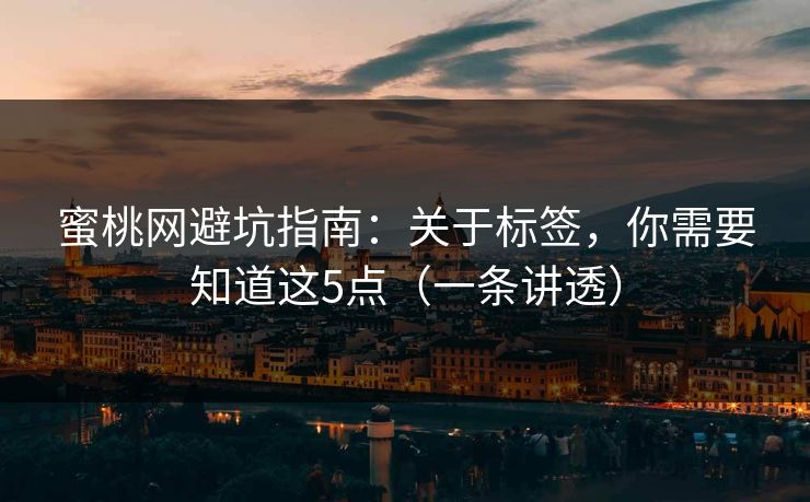 蜜桃网避坑指南：关于标签，你需要知道这5点（一条讲透）